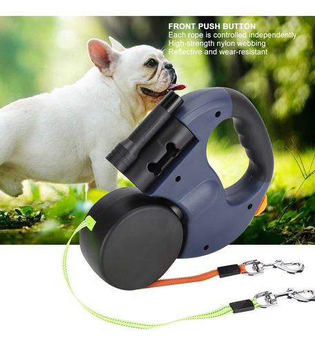 Correa Retráctil Para Perros Y Gatos Con Luz Led Gris Oscuro
