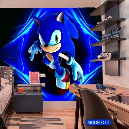 Papel De Parede Do Sonic 3d: Largura 2.00x2.00= 4m2