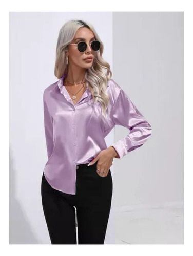 Camisa De Mujer De Manga Larga Con Botones De Imitación