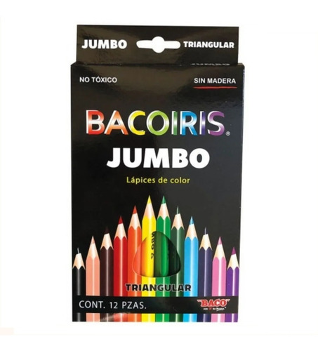 Lapices De Colores Con 12 Largos Bacoiris Jumbo Triangular