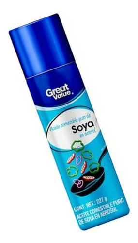 3 Pza Aceite Comestible Great Value Puro De Soya En Aerosol