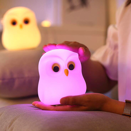 Set Colorido De Silicona Recargable Owl Night Light Para Niñ