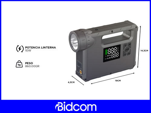 Power Bank 10000 Mah 5 En 1 Gadnic Inflador Electrico