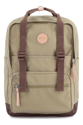 Mochila Okta 1085 Division Notebook Bolsillo De Atajo. Color Verde Oliva Y Marron
