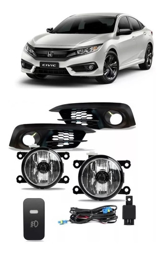 Kit Farol Milha New Civic 2015 A 2018 Botao Original