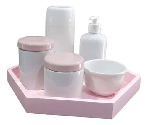 Kit Higiene Bebê Porcelana Maternidade Menina Completo Rosa
