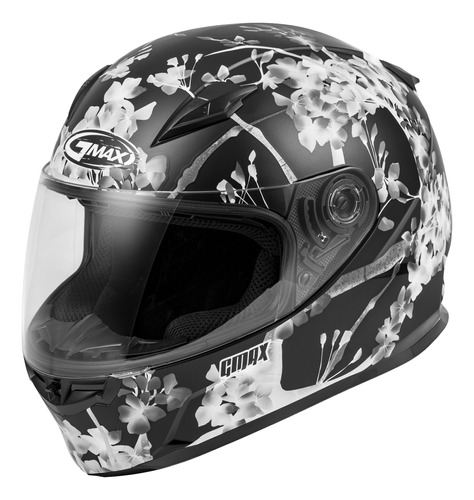 Casco Gmax Ff-49 Full-face Blossom Negro Mate/bla/gris Md