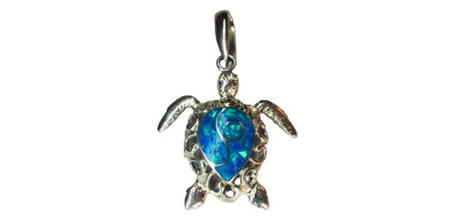 Dije De Tortuga Marina Con Ópalo 100% Natural | Plata .950