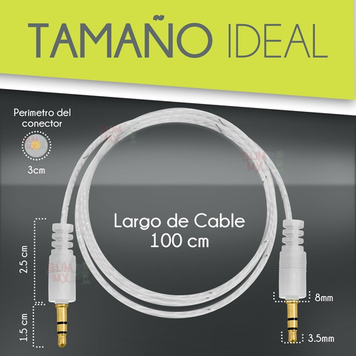 Imagen 4 de 7 de Nuevo Cable Audio Auxiliar 3.5 / 3.5mm Resistente Agujeta 1m