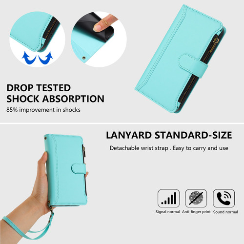 Funda Para Teléfono Tecno Spark 30c 4g De Piel Con Bolsillo Con Cremallera, 9 Ranuras Para Tarjetas Y Correa Para La Muñeca