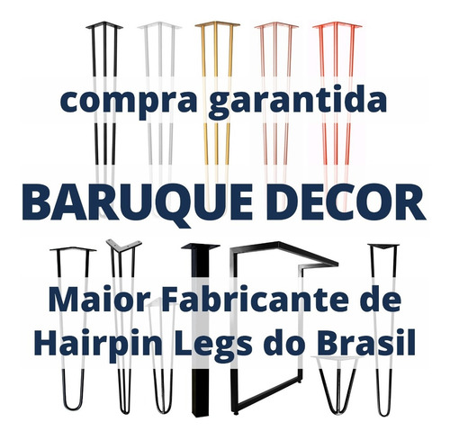Imagem 4 de 8 de Kit 4 Pés De Ferro Para Mesa Industrial Hairpin Legs 70cm