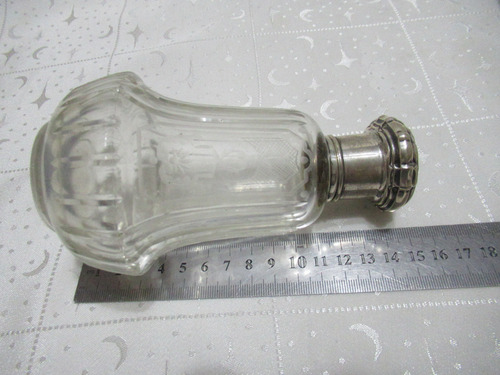Antiguo Par Perfumeros Botellas Cristal Plata 800 (15101) (Usado)