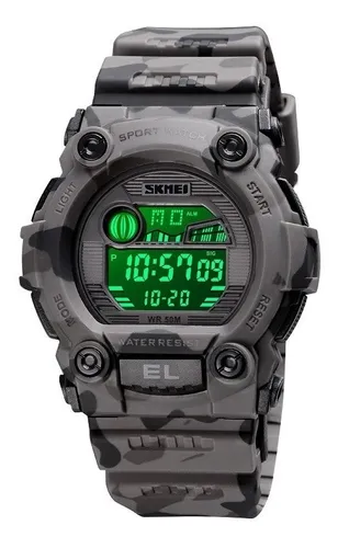 Reloj Militar Skmei 1635 Niños Digital Camuflado Gris