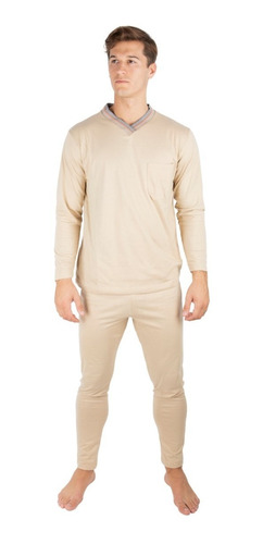 Imagen 2 de 2 de Pijama Hombre Invierno Bolsillo Algodon Jersey Olegario