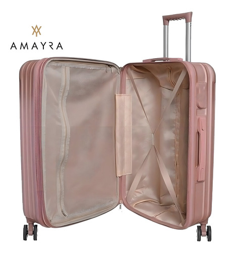 Valija Rigida 24 Mediana 4 Ruedas 360 Resistente Amayra Abs Color Rosa