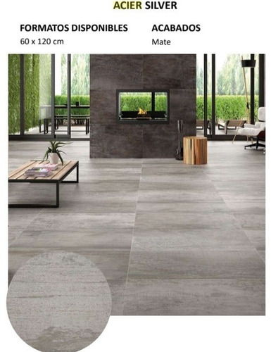 Disu-eu Porcelanato Acier Silver Pared/piso Gris 60x1.20 Mat