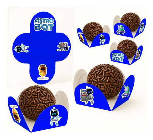 24 Forminhas Para Doces Tema Astro Bot Decoração Para Festa Colorido Astro Bot