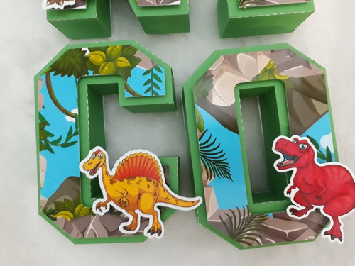 Letras 3d Dinosaurios Mesa Dulce Candybar Decoracion X 7