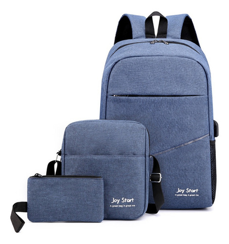 Set X3 Mochila Para Notebook Con Usb Morral Y Neceser 