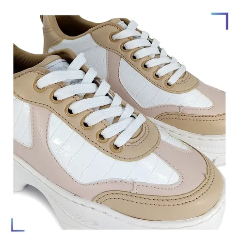 Zapatillas Urbanas Mujer Alta Sneakers Moda Combinada Analia