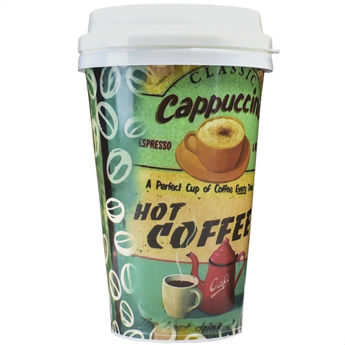 Imagen 1 de 5 de Vaso Termico Plastico Cafe Con Tapa Cup Coffee Reutilizable