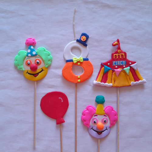 Adorno Torta Topper Porcelana F Payasos Circo Payamédicos X4 Amarillo Payasos Circo Payamédicos