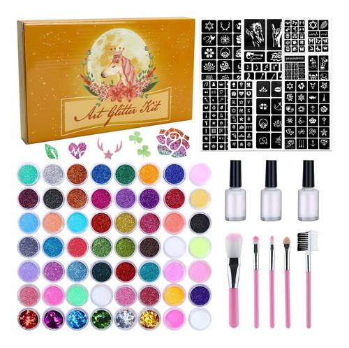 Aiducho Kit De Tatuajes Con Purpurina De 56 Colores Imperme.