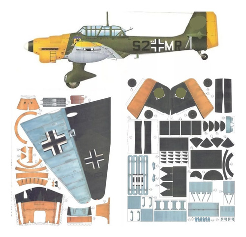 Ju87 B Stuka Escala 1.24 Con Detalles De Motor Papercraft