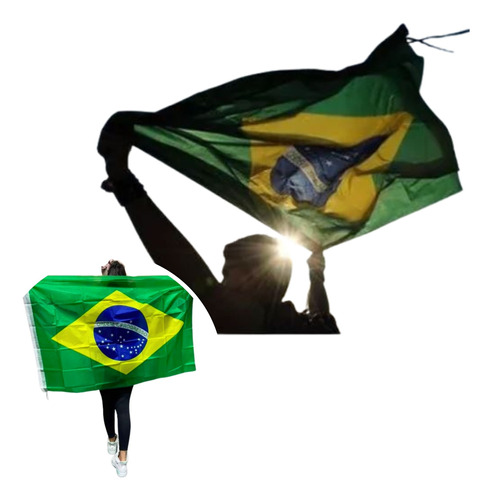 1,50m X 1,00m - Bandeira Do Brasil Kit Torcedor Hexa - Qatar