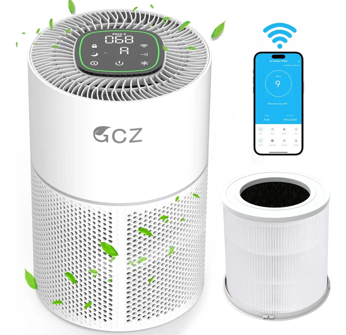 Purificador de Aire Wifi Filtro H13 Para Casa/Oficina Grande KJ3-3S True HEPA13 GCZ Aire Purificador