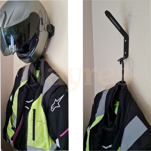 Soporte Porta Casco Moto + Perchero Campera Diseño Nayres