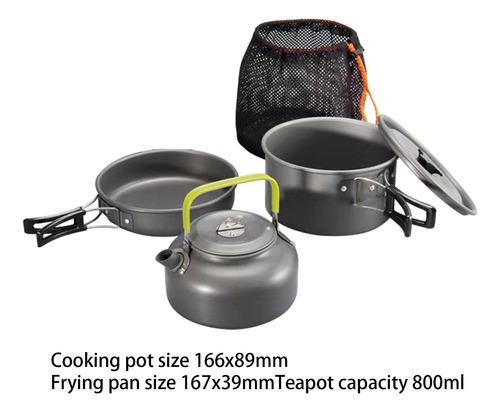 Juego De Cocina Para Acampar De 3 Piezas, Sartén, Tetera,