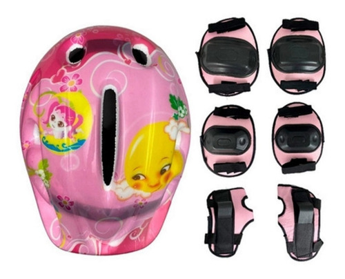 Kit Proteção Infantil Rad7 Capacete Criança Bike Skatepatins