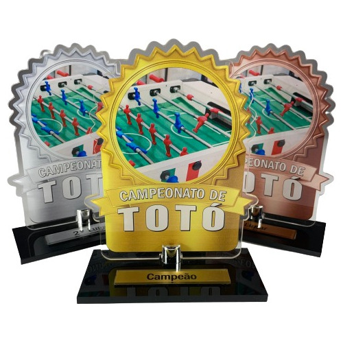 Troféus Para Jogos De Totó Em Acrílico Campeão Vice 3º Lugar