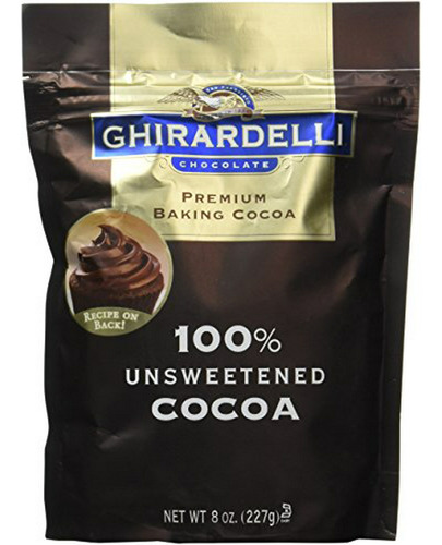 Ghirardelli Premium Bicarbonato De Cacao, 100% Sin Azúcar, 8