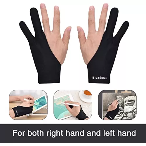 BlueSwan 2-Pack Drawing Glove, Palm Rejection Artist Gloves for Graphics  Tablet, Paper Sketching, Pad Monitor, High-Elastic Breathable Fabric, Two