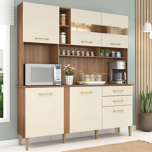 Cozinha Compacta Nicole Com 6 Portas - Manchester/champagne Cor Marrom