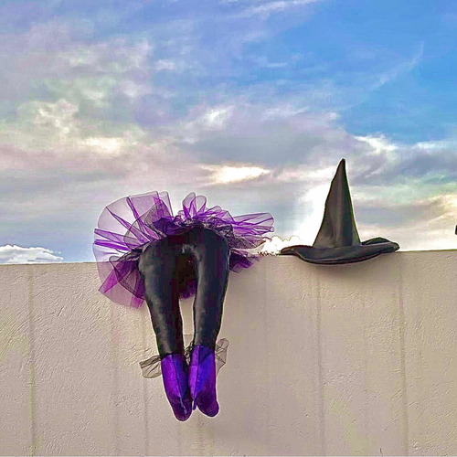 Imagen 10 de 10 de Halloween Piernas De Bruja Con Vestido Adorno Para Jardin