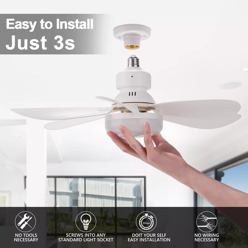 Lcvocs Scoket Ventilador 2 En1 De Techo Con Mando A Distanci