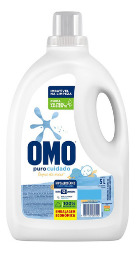 Sabão Pó Líquido Omo Puro Cuidado 5lt Sem Alergia
