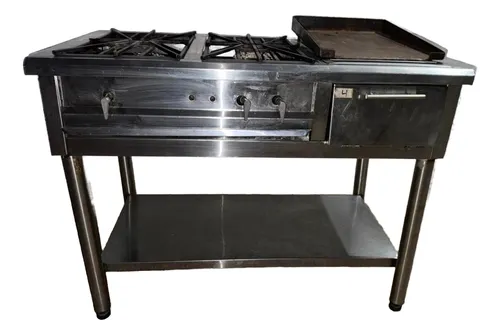 Estufa Industrial Cocina 2 Quemadores A Gas Con Plancha Rest (Usado)