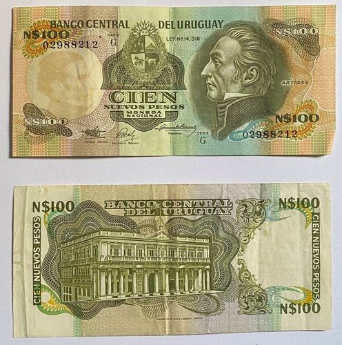 Billete Uruguay 100 Nuevo Peso 1987, 22g, Rotondaro, Bu47