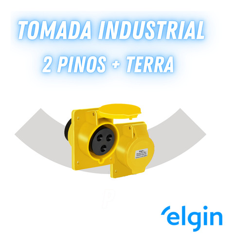 Tomada Ind. Embutir 32a 2p+t 4h 110v Ip44 Elgin - Amarelo