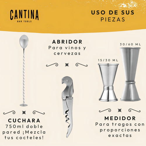 Juego Bartender Coctelera Utensilios Cantina Blue Label BLACKBAR de Acero Inoxidable 12 Piezas Color Negro