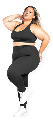 Calça Legging Plus Size Grossa Suplex Reforçada Frio Academi