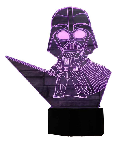 Lámpara 3d Star Wars Darth Vader Pequeño + Pilas