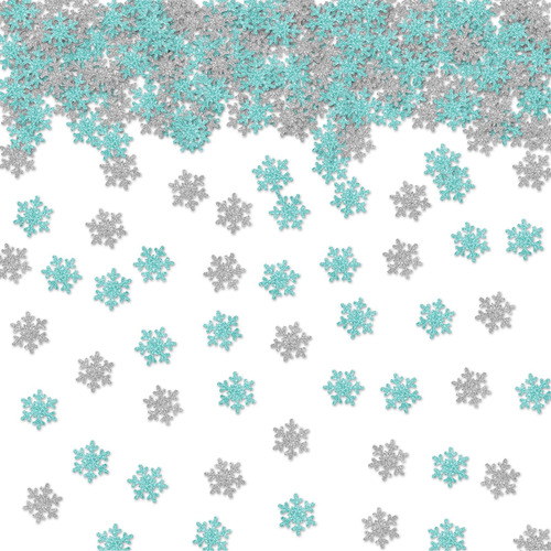 100 Pieza Confeti Copo Nieve Mesa Purpurina Azul Plateado