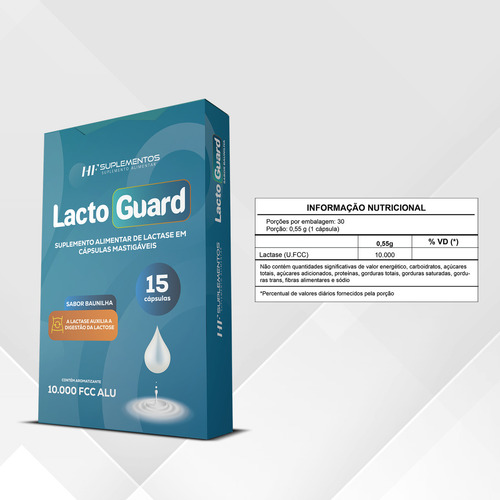 2x Lacto Guard 15 Caps Mastigável Sabor Baunilha Hf