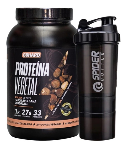 Proteína Vegetal Gohard 33 Servicios Sabores + Shaker 500ml