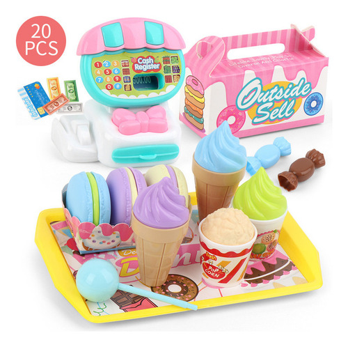 Set De Juego Para Niños Con Caja Registradora Pequeña De Sup